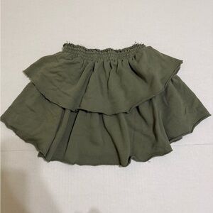aerie Olive Tiered Ruffle Mini Skirt